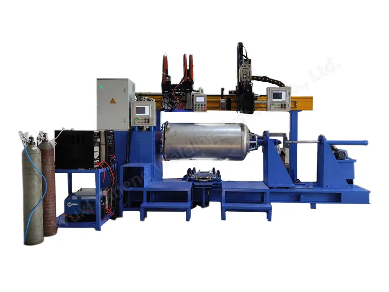 Macchina per saldatura circonferenziale e angolare di cilindri di liquidi criogenici